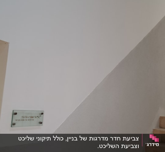 קיר צבוע בלבן ליד גרם מדרגות